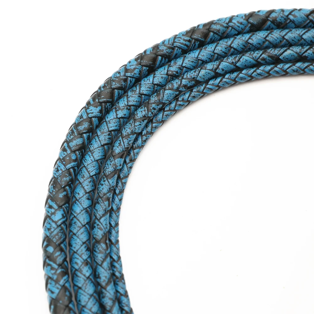 2M Genuine Braided Leather String Round 3-6mm Vintage Leather Cord for DIY Jewelry Bracelet Findings Weaving Material Accessorie image 2