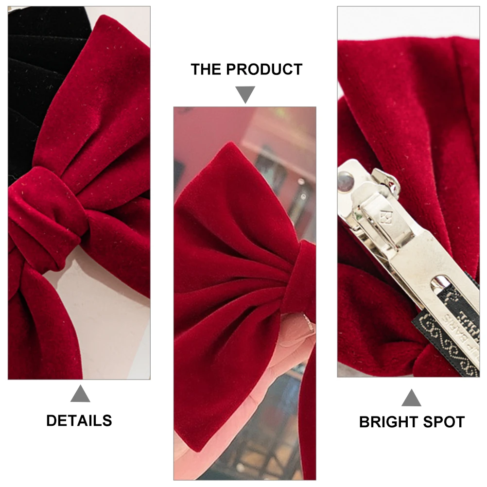 

2 Pcs Fleece Bow Hair Clip Shaped Bowknot Design Claw Clips Girl Barrette Flash