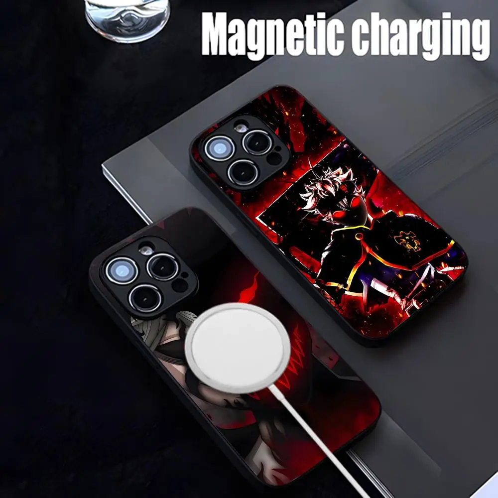 Asta Black Clover Anime Phone Case Strong Magnetism Glass For iPhone 15ProMax 14 13 12 15 11 Pro XS Max Plus Mini Coque