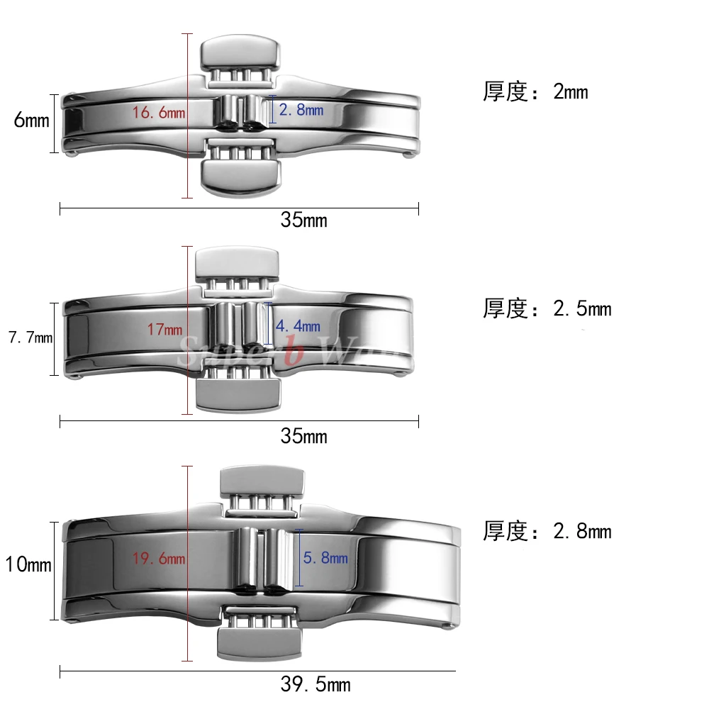 مشبك من الفولاذ المقاوم للصدأ مشبك من الفولاذ الصلب ساعة ضغط مزدوج مشبك فراشة لتيسو 1853 T035617 T035439 ملحقات الساعة