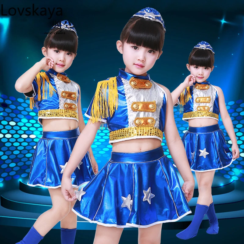 

girl performance clothing dynamic hip-hop performance clothing Children's modern dance jazz dance suit