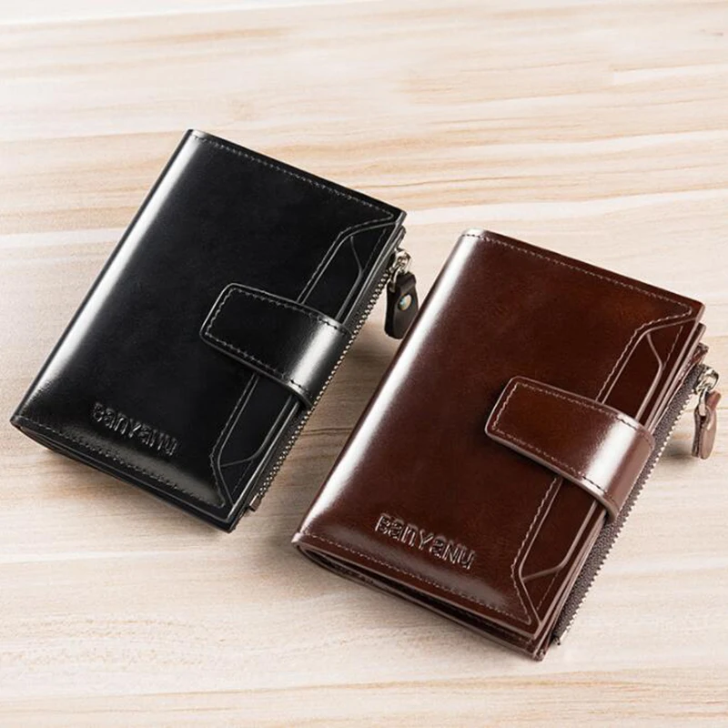 Men Driver License Wallet Travel Short Cowhide Leather Anti RFID Wallet for Man