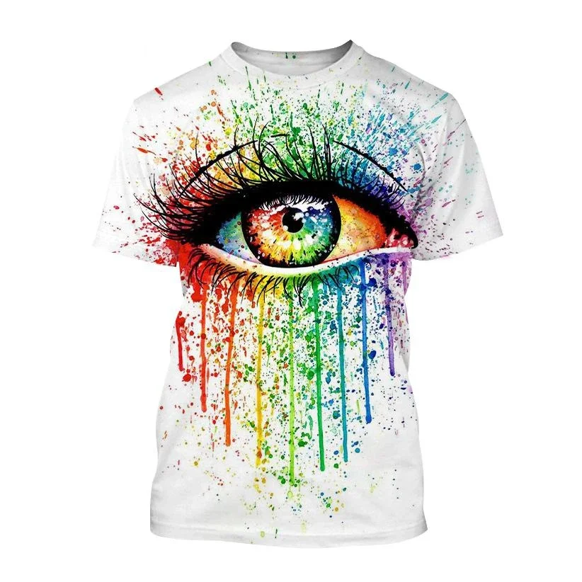 New Hot Sale Funny Eye Art 3D Print Men\'s Short Sleeve Cool T-shirt Fashion Design Short Sleeve Tops