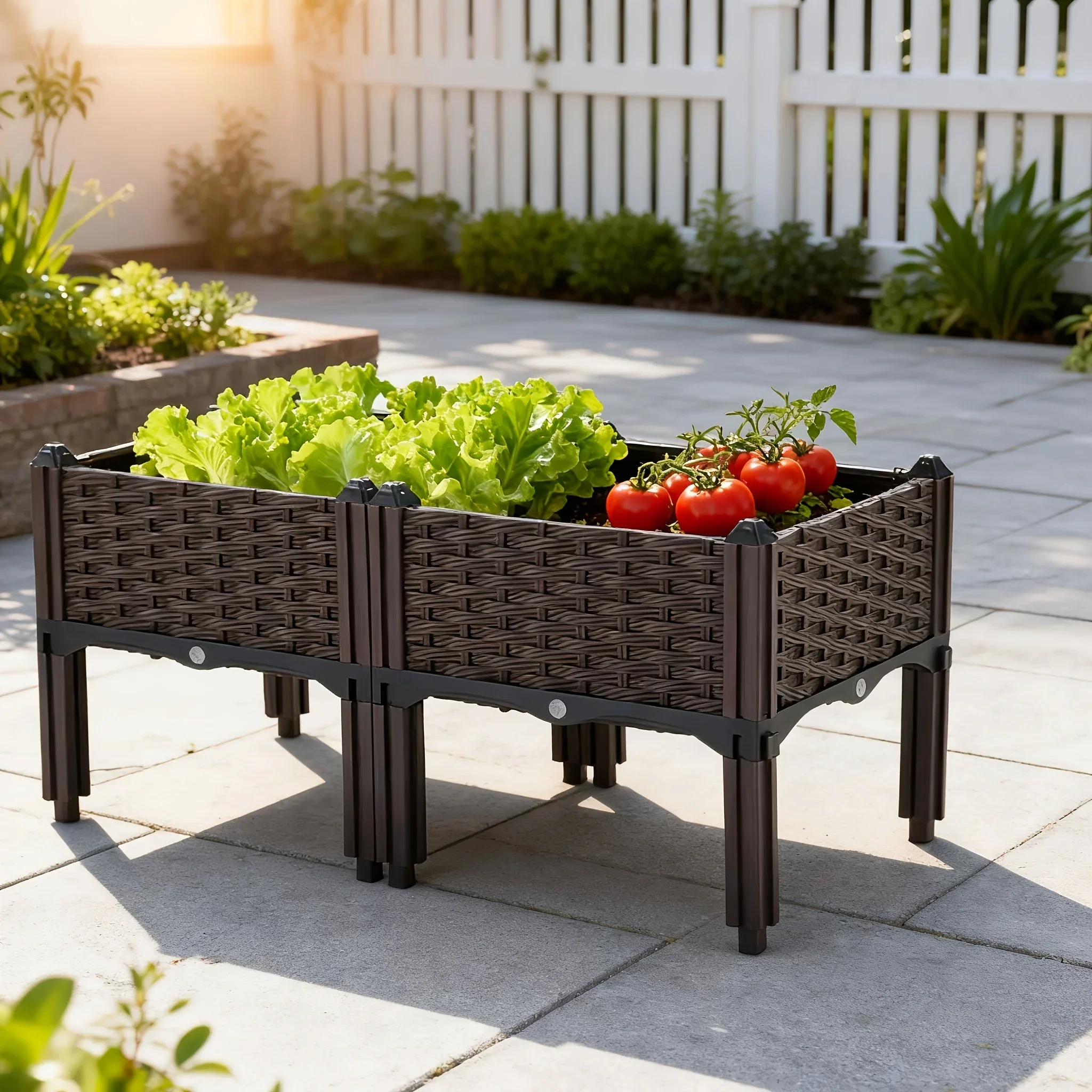 

Flower pot suitable for large flower pots, outdoor plants, with legs suitable for courtyard, backyard, porch, deck 2 pieces