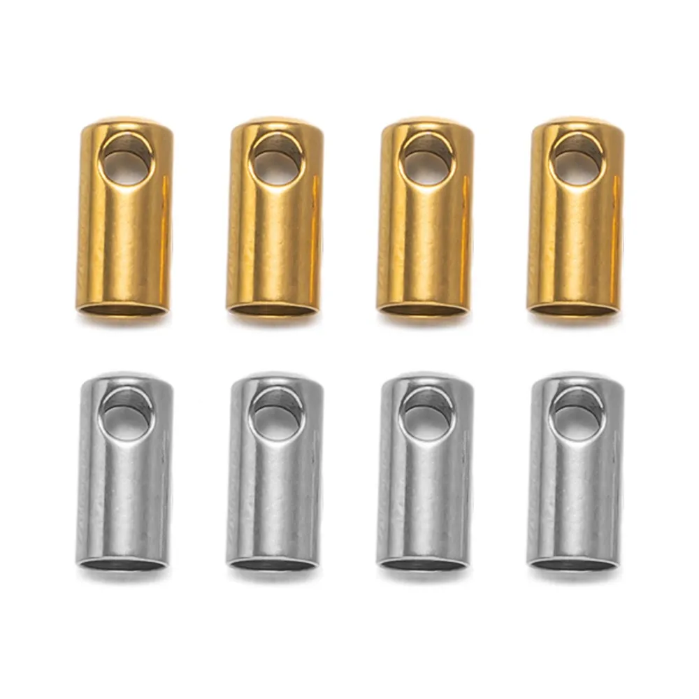 10Pcs 1/2/3/4mm Stainless Steel End Caps Crimp Clasps Connector For DIY Necklace Bracelet Leather Cord Jewelry Making Accessorie