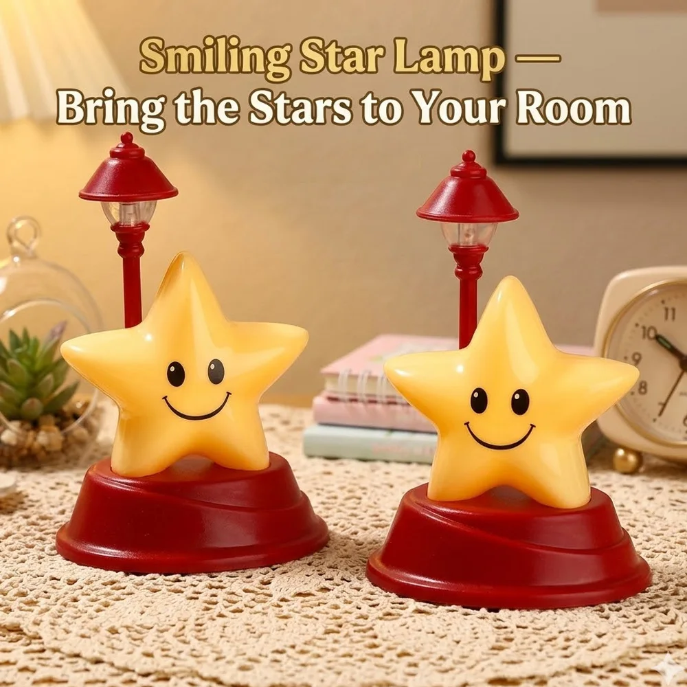 Cute Star LED Night Light Battery Operated Mini Electronic Candle Bedside Lamp Kids Room Bedroom Christmas Decor Gif