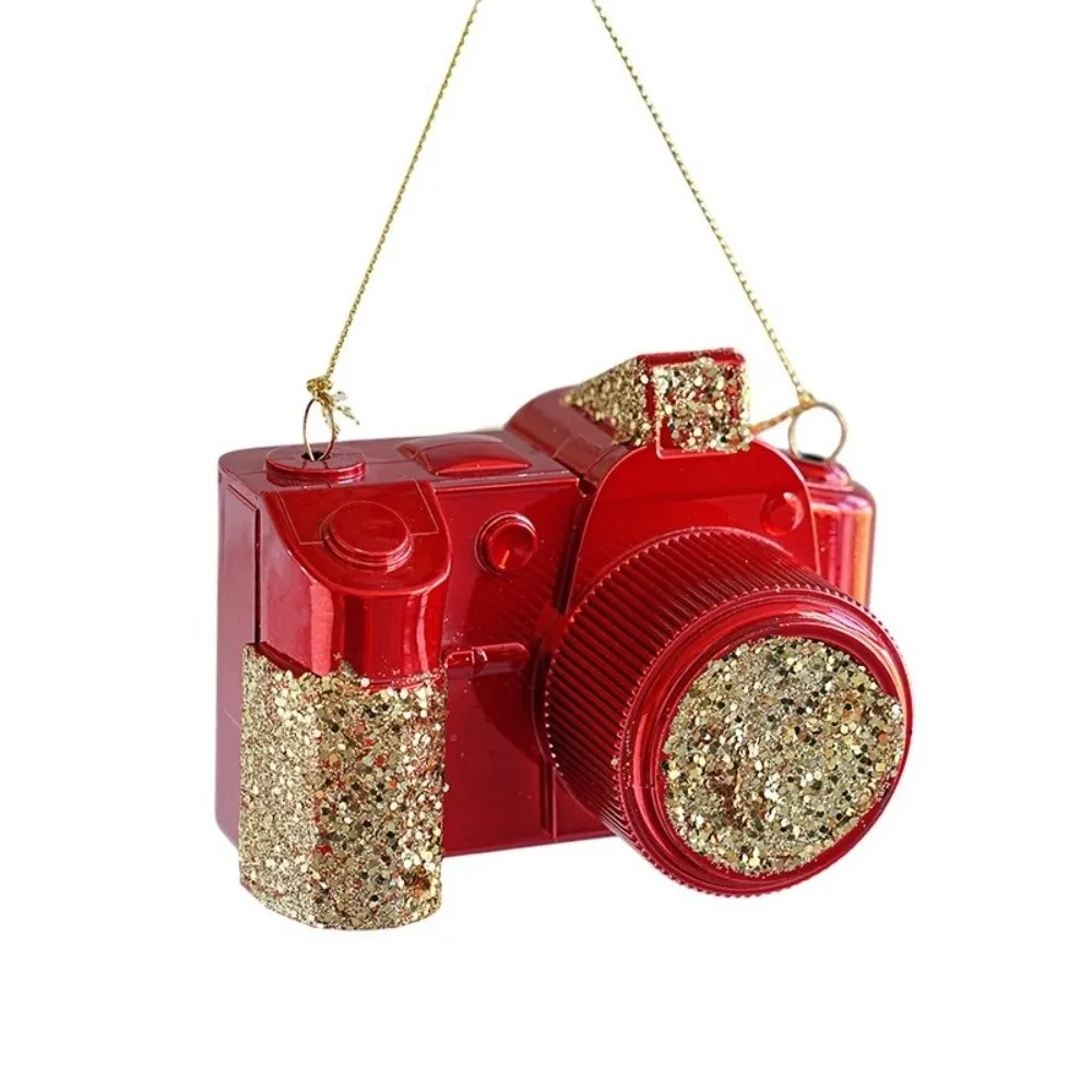 Bright Red Christmas Tree Ornament Elk Dog Camera House High Heel Plastic Made Plastic Hanging Pendant Glossy Surface