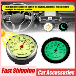 1pc Universal Car Luminous Hygrometer Car Dashboard Decorative Thermometer Car Instrument Panel Watch Auto Interior Accessories