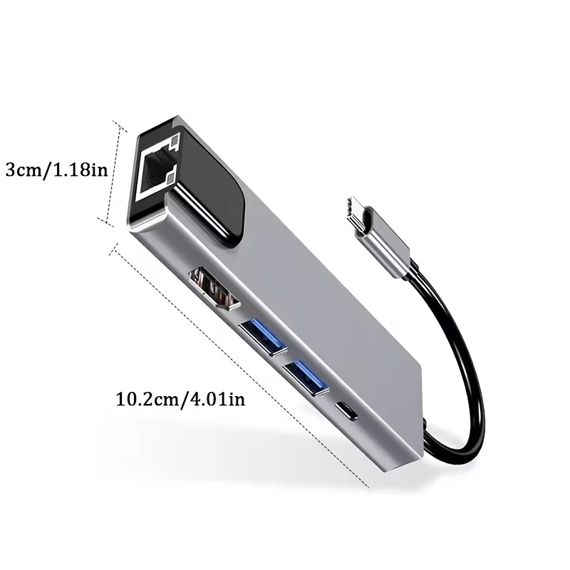 USB-C-Hub-Dockingstation mit 4K-HDTV, Ethernet RJ45, 100W PD-Ladefunktion, USB 3.0-Anschluss, Typ-C-Hub für MacBook Pro, Air, iPad – Detail 5
