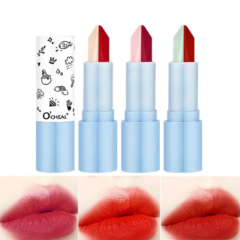 OCHEAL Moisturizing Two-Tone Lipstick Temperature Color Change Lip Balm Long Lasting Waterproof Fast Dry Non-Stick Cup Lip Balm