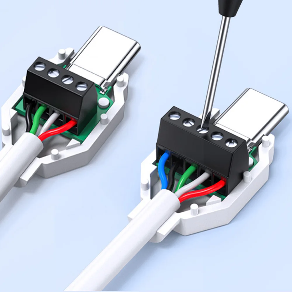 1pc USB Type C Solderless Data Cable Repair Fast Charging Plug 4P 5P DIY Type-C Solderless Plug USB C Cable Connector Interface
