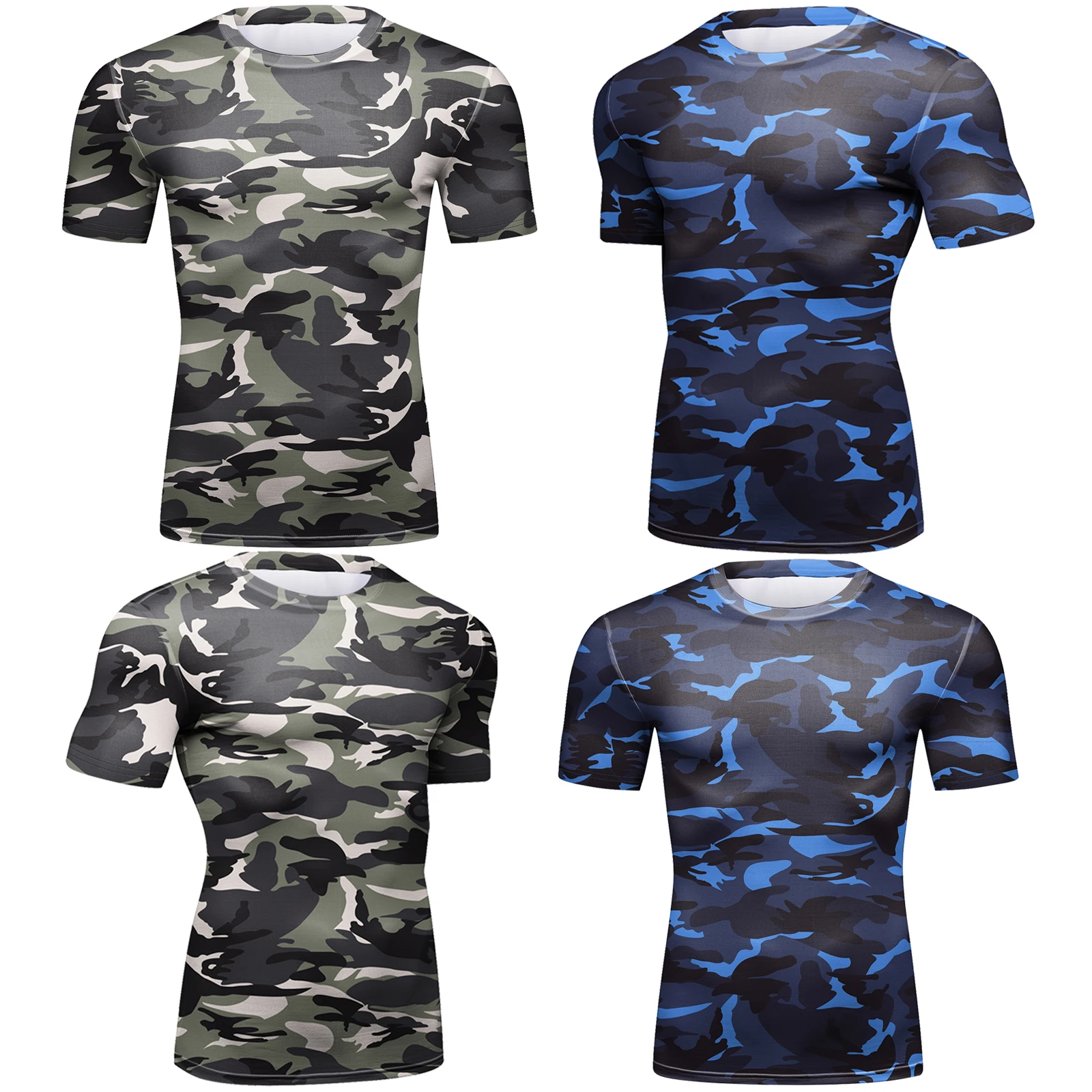 New Fashion Fighting Rashguards Men's Street Tops Gym Mma Bjj Grappling Muscle Exercise T-Shirts With Camouflage Vivid Printing