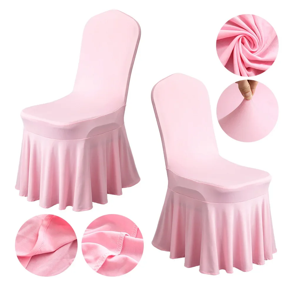 

Premium Elastic Chair Cover for High-End Hotel Wedding Decoration iSolid Color Spandex Sunflower Skirt Factory Direct Supply