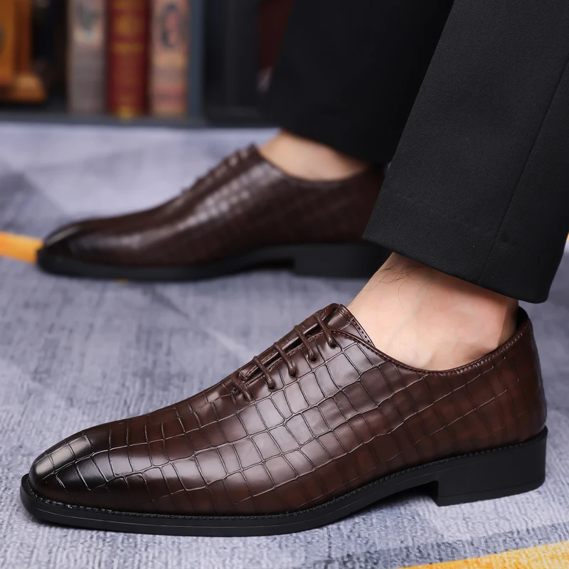 

Men's Business Shoes slip on Design Shock Diffusion Sole Odor-Resistant Lining for Long Meetings big size 48