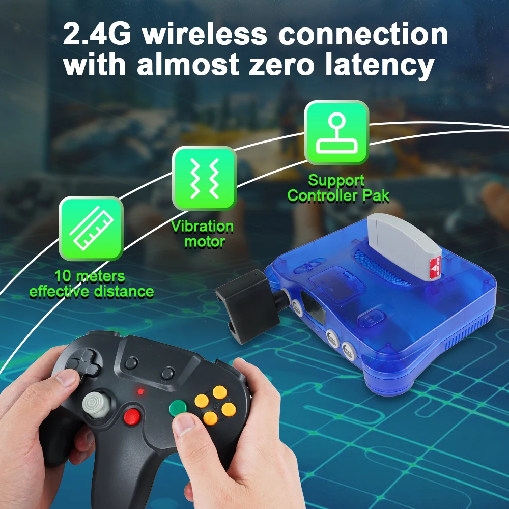 

For N64 Gamepad Wireless N64 Controller with 2.4GHz Connection Compatible with All N64 Consoles