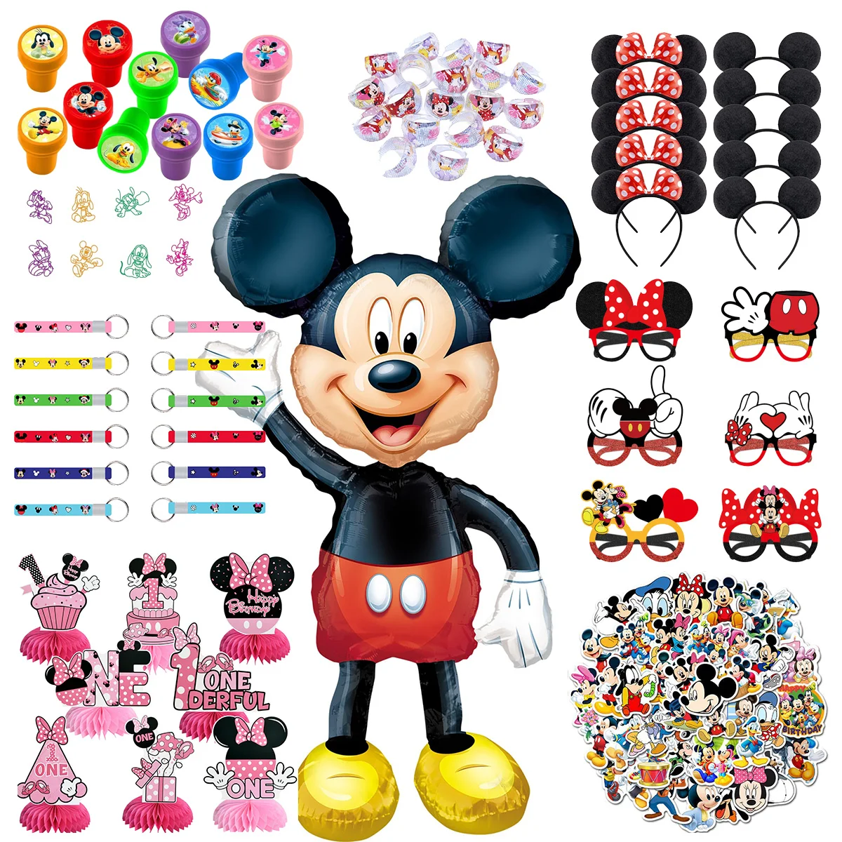 ميكي ميني ماوس هدايا الحفلات ختم Stamps ورقة نظارات الفصول الدراسية المكافآت جوائز لوازم الحفلات الزفاف عيد الميلاد تخزين