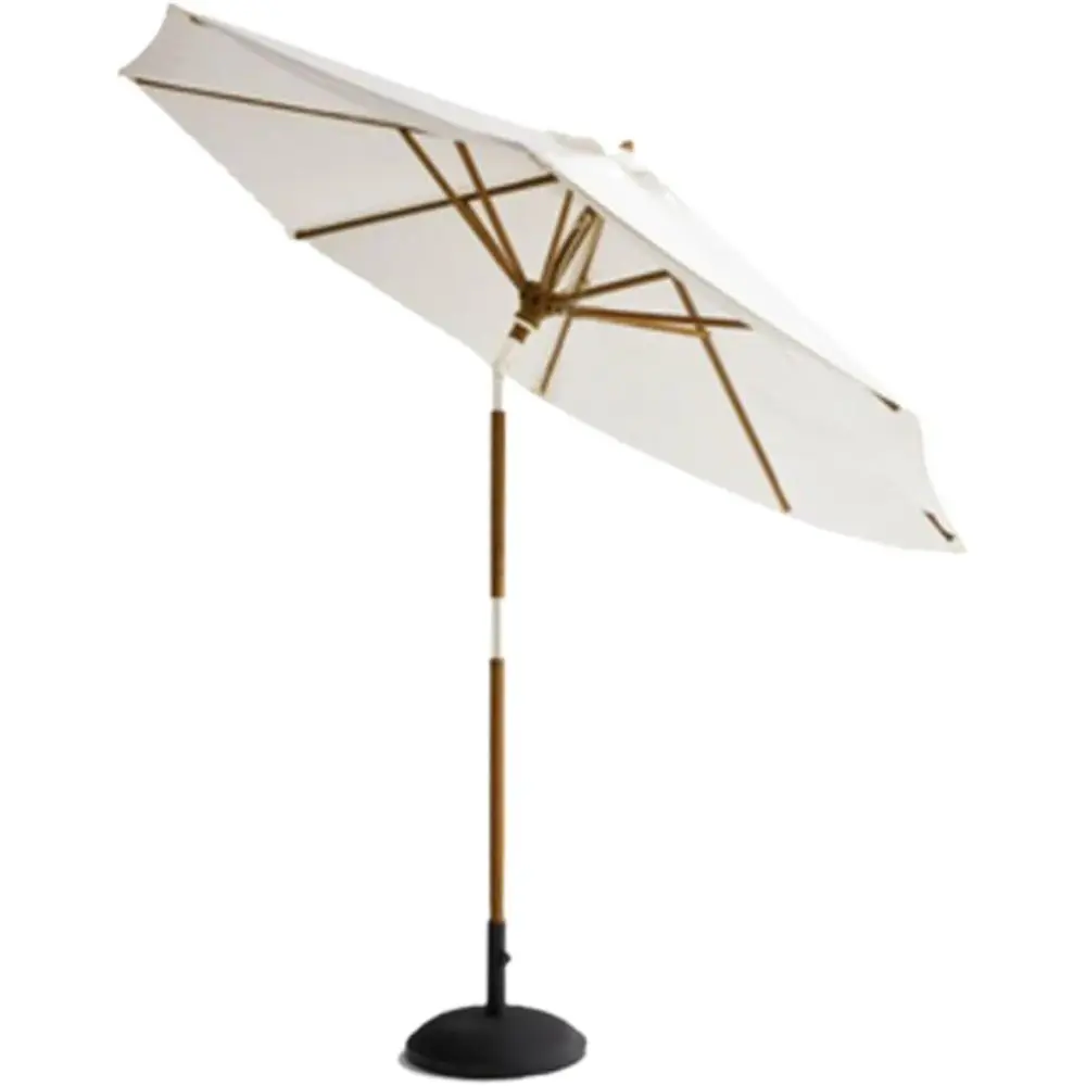 

Круглый садовый зонт с опорой из массива дерева и основанием весом 15 кг, профессионального класса для защиты от солнца на открытом воздухе (белый)