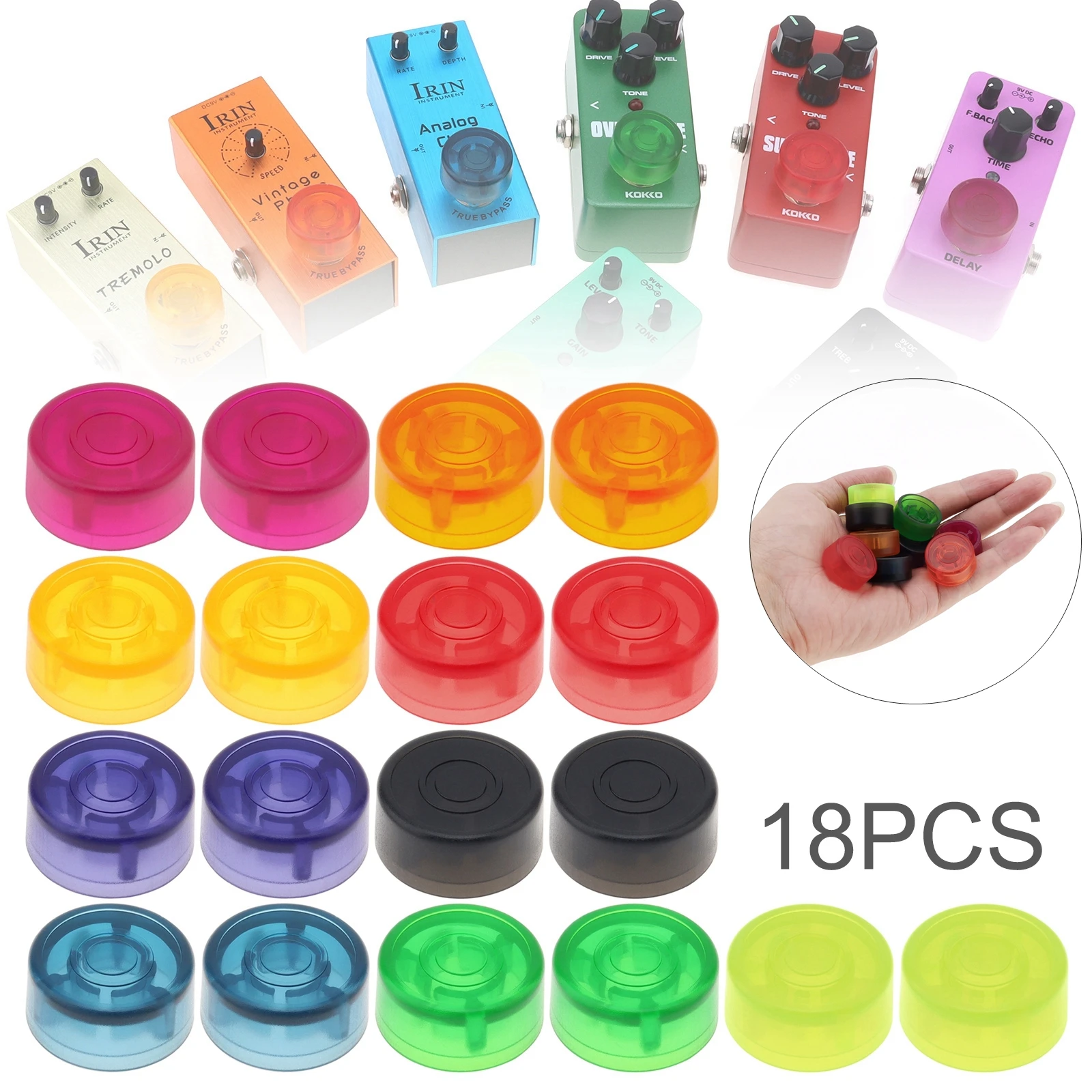 18pcs Colorful Plastic Guitar Effect Pedal Foot Nail Cap Switch Protection Cap