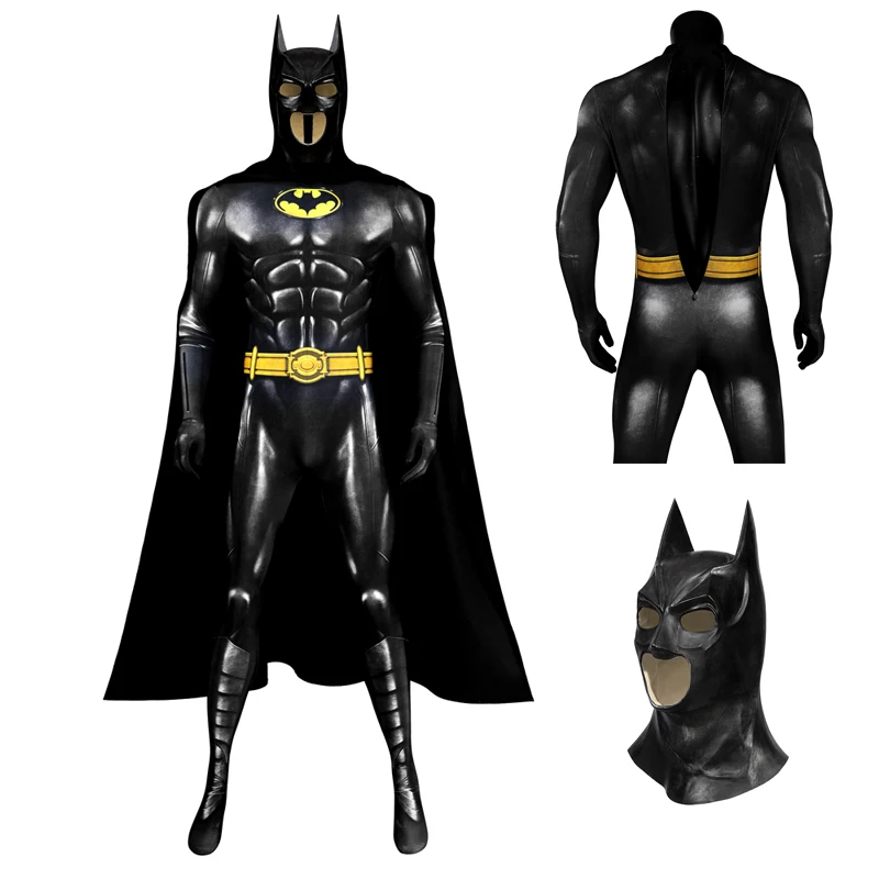 

Bat Cosplay Wayne Costume 2023 Movie Superhero Printing Bruce Bodysuit Mask Cloak Set Battle Zentai Jumpsuit Halloween