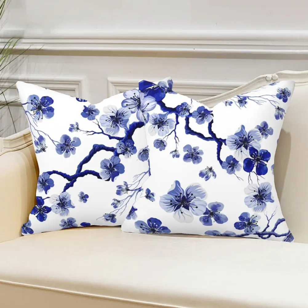 45x45CM Hand-painted Plum Blossom Pillow Case Chinese Plum Blossom Pillow Cover Flower Square Throw Pillow Cushion Cover