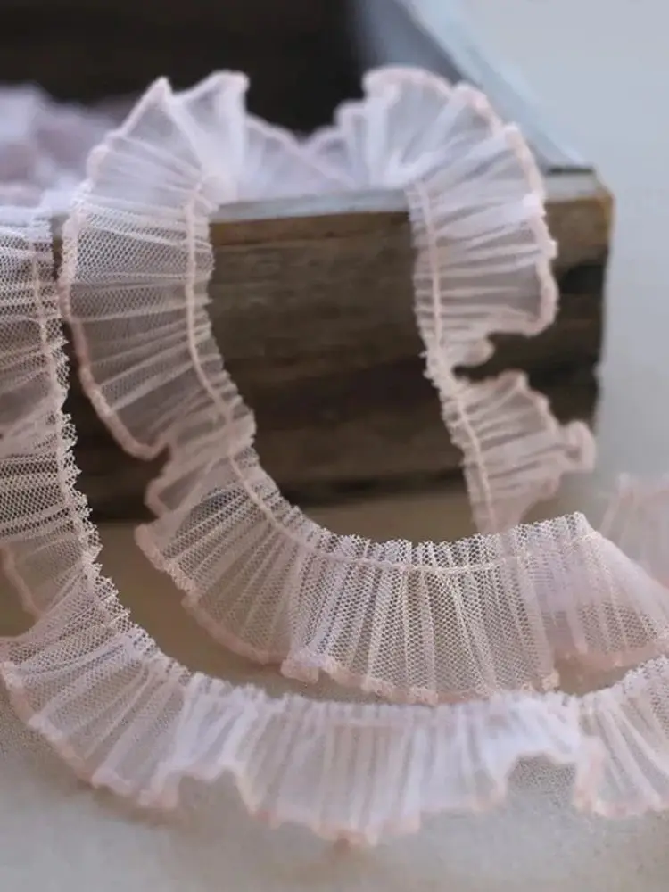 2 Yards mehrfarbige Stickerei Falten Spitze Stoffbesatz DIY Nähen Applikation für Kleidung Kleid Dekoration Zubehör 2 cm breit – Detail 9