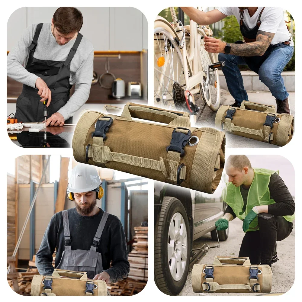 Imagem -04 - Bolsa de Ferramentas Multiuso Profissional Organizador de Rolo de Lona com Vários Bolsos para Hardware Pequena Ferramenta Kit de Ajuda para Carro de Alta Qualidade