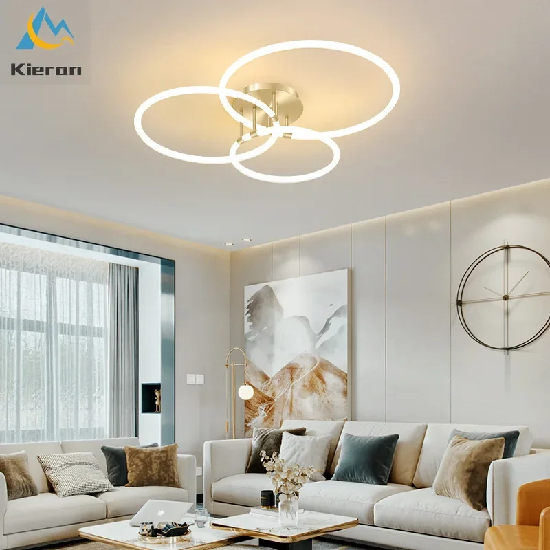 Modern Simple 3head Highlight Acrylic Led Ceiling Light Bedroom Study Restaurant Round Chandelier Living Room Decor Ceiling Lamp