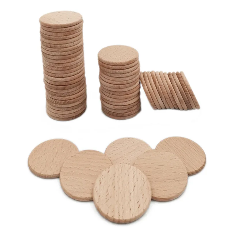 10/20/50/100 Uds. 5cm círculo de madera sin terminar disco redondo adornos recortados de madera en blanco para decoración DIY suministros de arte artesanal