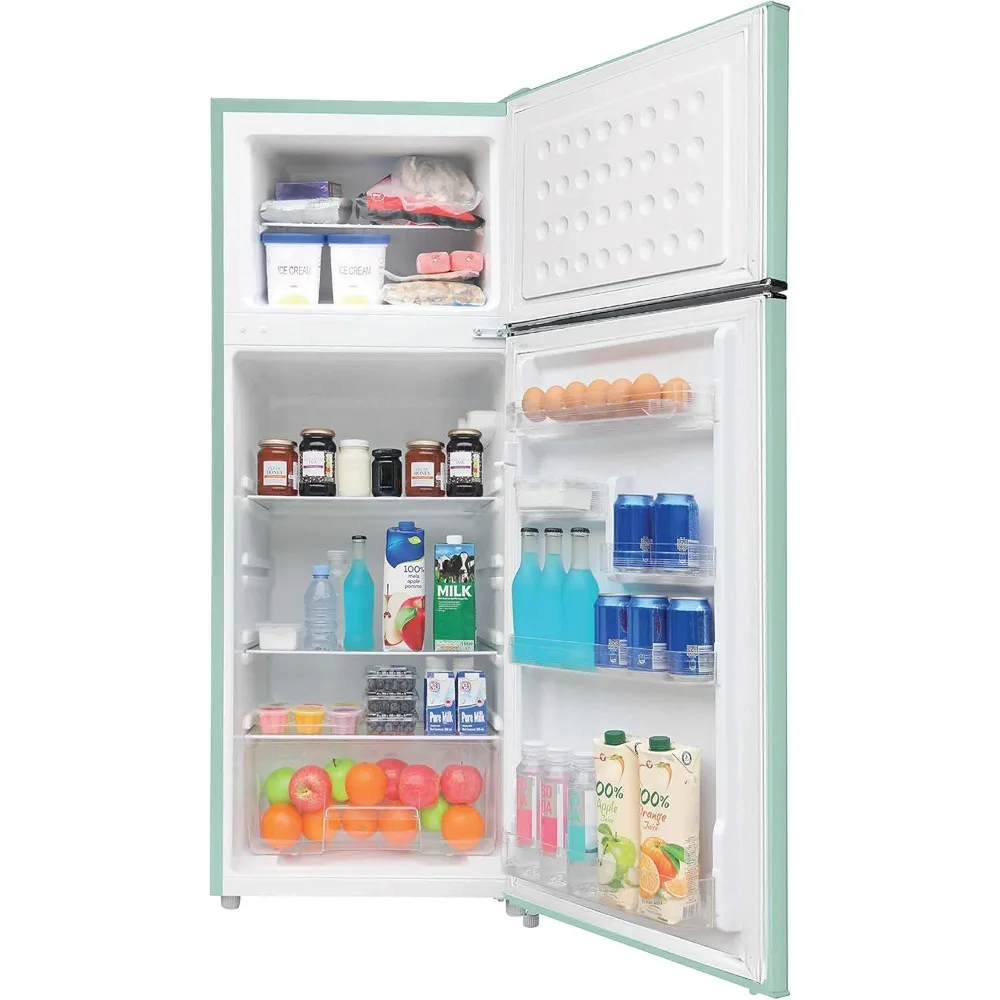 2 Door Apartment Size Refrigerator with Freezer, 7.5 cu ft, Retro, Mint