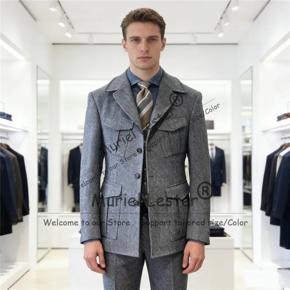 

Мужские костюмы в стиле сафари, 2-х предметные комплекты, наряды для деловых встреч и вечеринок, пиджаки для выпускного, свадебные смокинги на заказ, элегантные мужские костюмы.