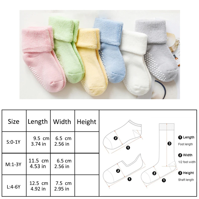 6 أزواج من جوارب الأطفال السميكة المضادة للانزلاق، جوارب المشي للأطفال الصغار، دافئة وسميكة، مناسبة للارتداء اليومي للأطفال