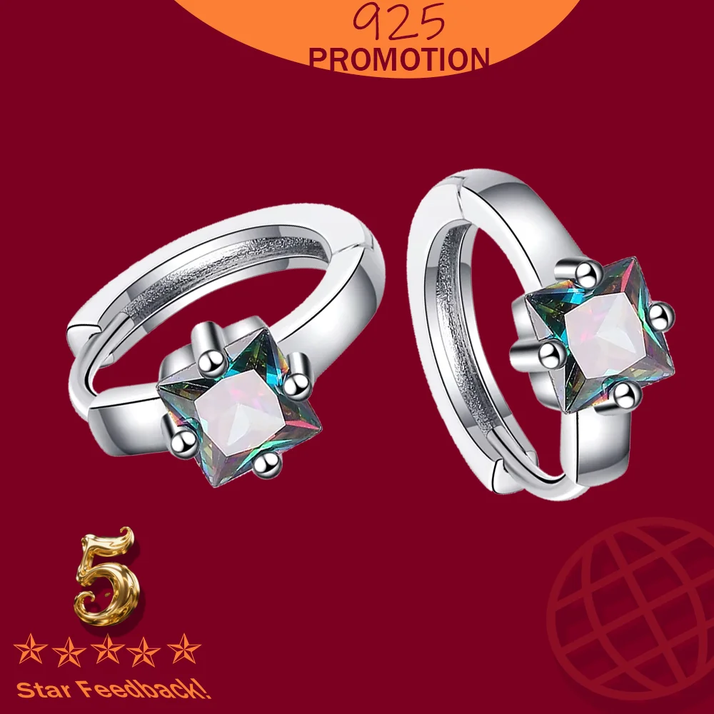

Zircon Stone Women Earrings for Wedding Engagement Party Accrssories Luxury Stamp 925 Sterling Silver Rainbow Crystal Cubic