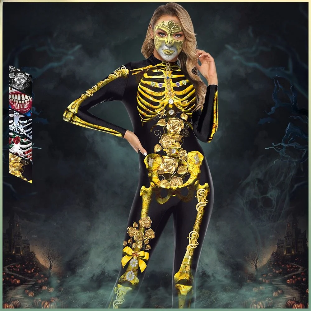 

Хэллоуин 3D скелетный принт комбинезон для выступлений костюм для взрослых фестиваль уличный костюм из искусственного материала сценическое выступление O...