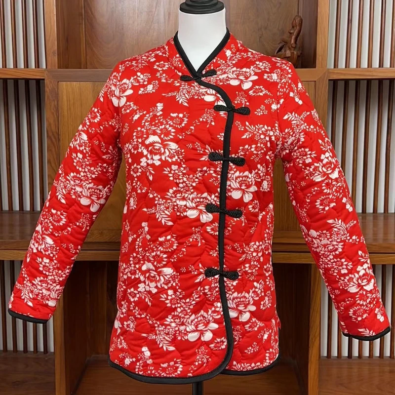 Roupas tradicionais chinesas florais vintage para mulheres jaqueta folk personalizada outono e inverno retrô tops casuais casaco chinês novo