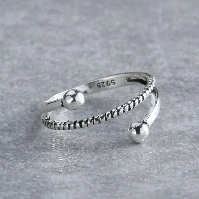 

Новое простое кольцо из стерлингового серебра 925 пробы INS, модные круглые бусины, регулируемое геометрическое кольцо для женщин, ювелирные изделия в стиле ретро, подарки