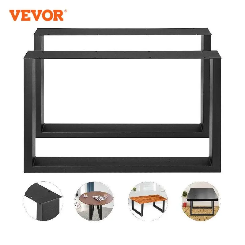 VEVOR Set of 2 Steel Table Legs Width Box Section Square Dining Table Legs Industrial Country Style Metal Dining Legs Home DIY