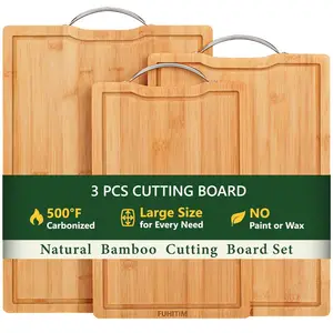 Cutting Board, Wooden Cutting Boards for Kitchen with Double Sided Deep Juice Grooves amp Wide Handle, Ideal Charcuterie amp Cho