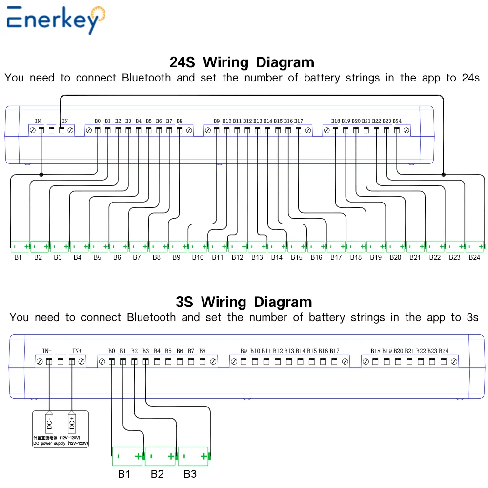 Enerkey 15A Smart Active Balancer 2S~24S Lifepo4 / Lipo/ LTO Bateria Aplikacja do wyrównywania energii