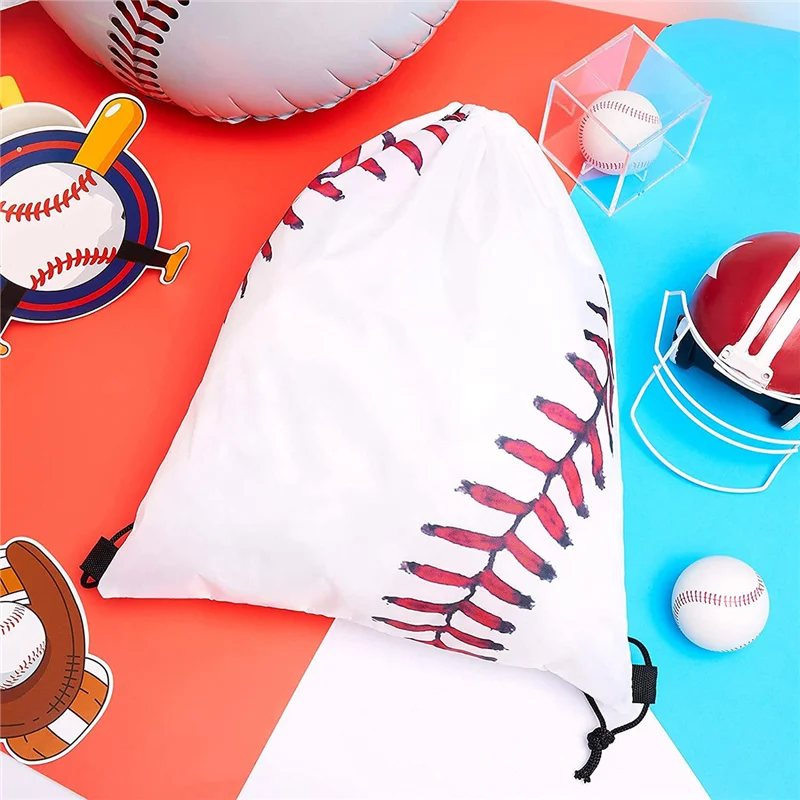 Drawstring Backpack Baseball Drawstring Bag Baseball Drawstring Favor Bags for Your Gym Class and Sports Teams,12Pack