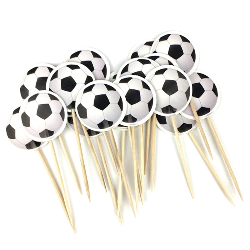 Football Theme Toothpick, Cupcake Decoration, Happy Birthday Party Decoration, Fruit Dessert Cake Toothpick Flag