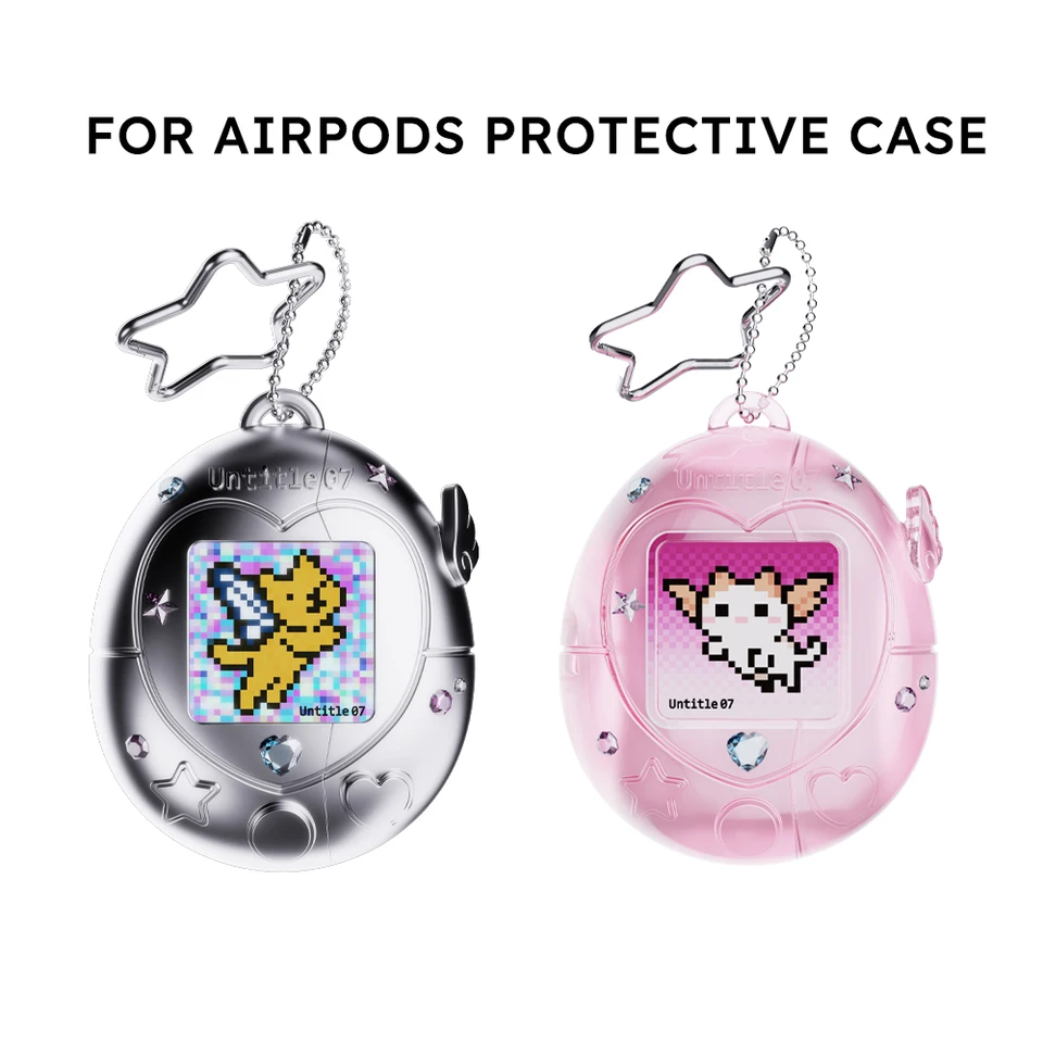 かわいいたまごっちスタイルの Airpods 4/Pro 2/1 イヤホンケース透明