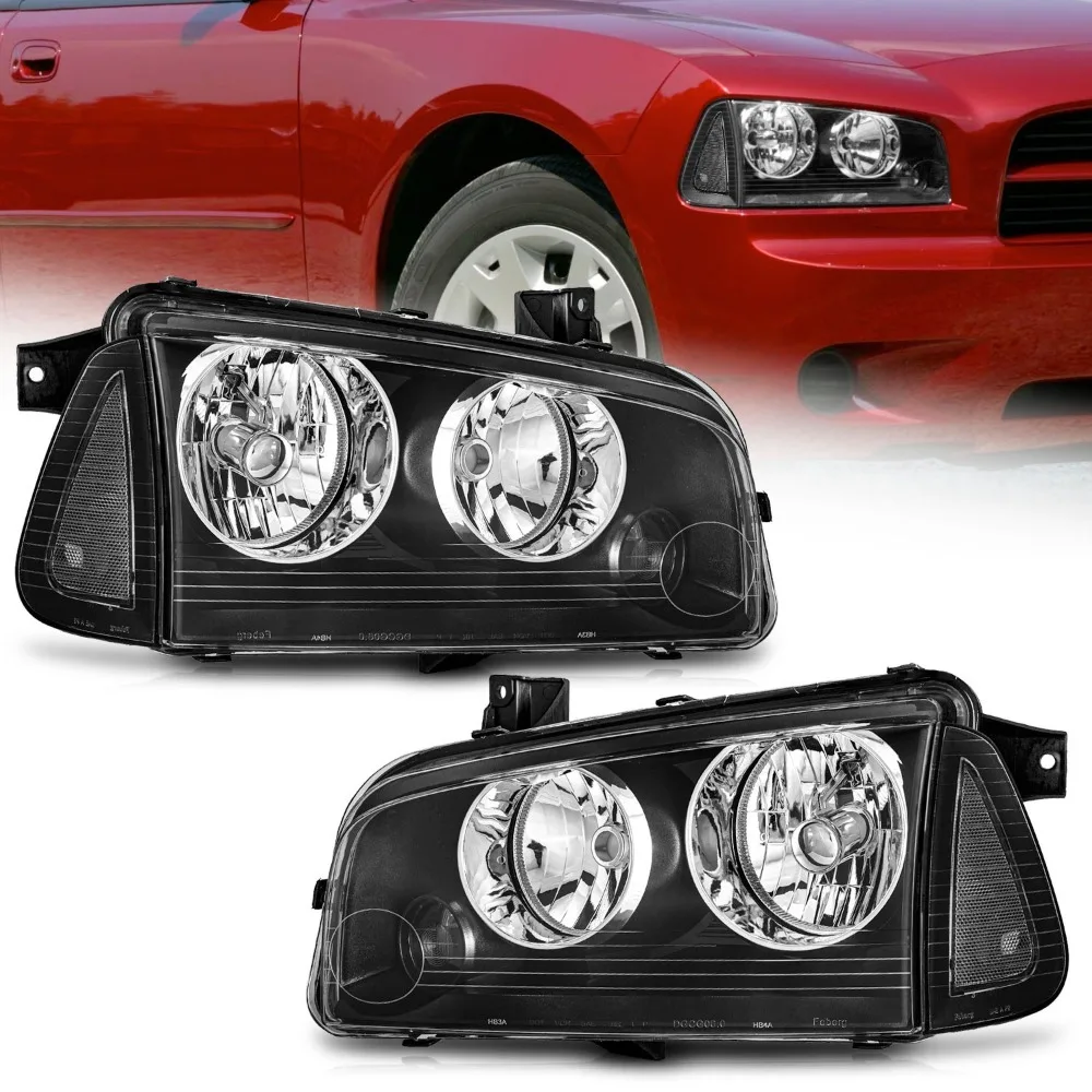 For 2006-2010 Dodge Charger Headlights Headlamps W/ Corner Lights L+R Pair