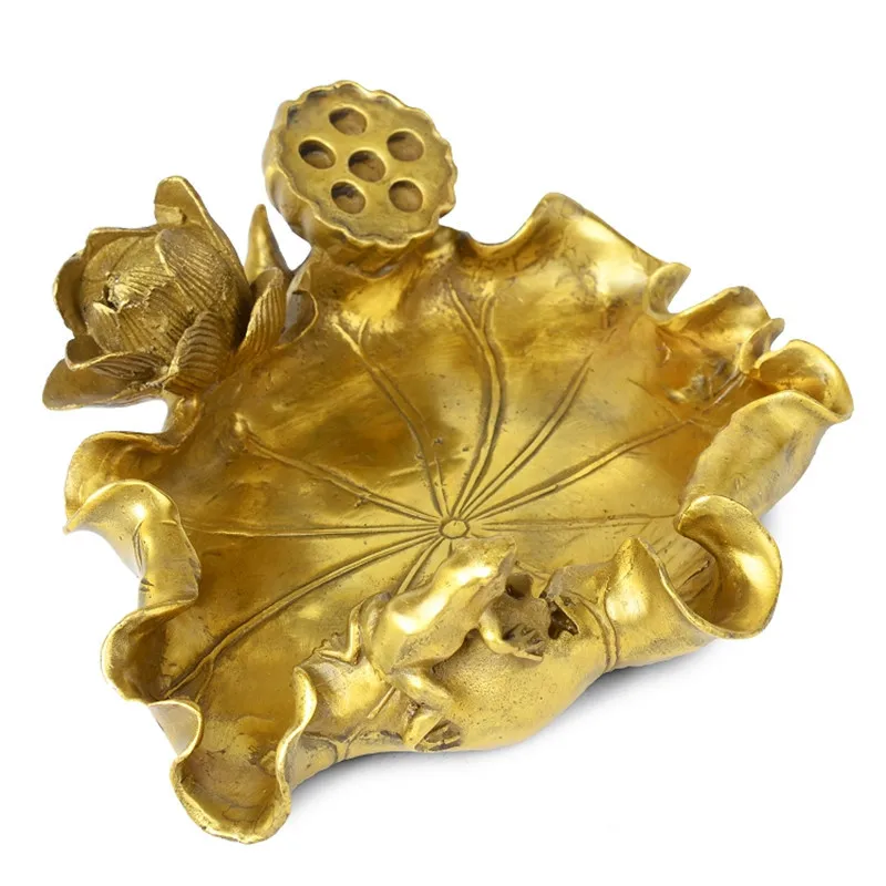 

Brass Lotus Leaf Lotus Seedpod Ashtray Decoration Office Study Decorations Business Gifts