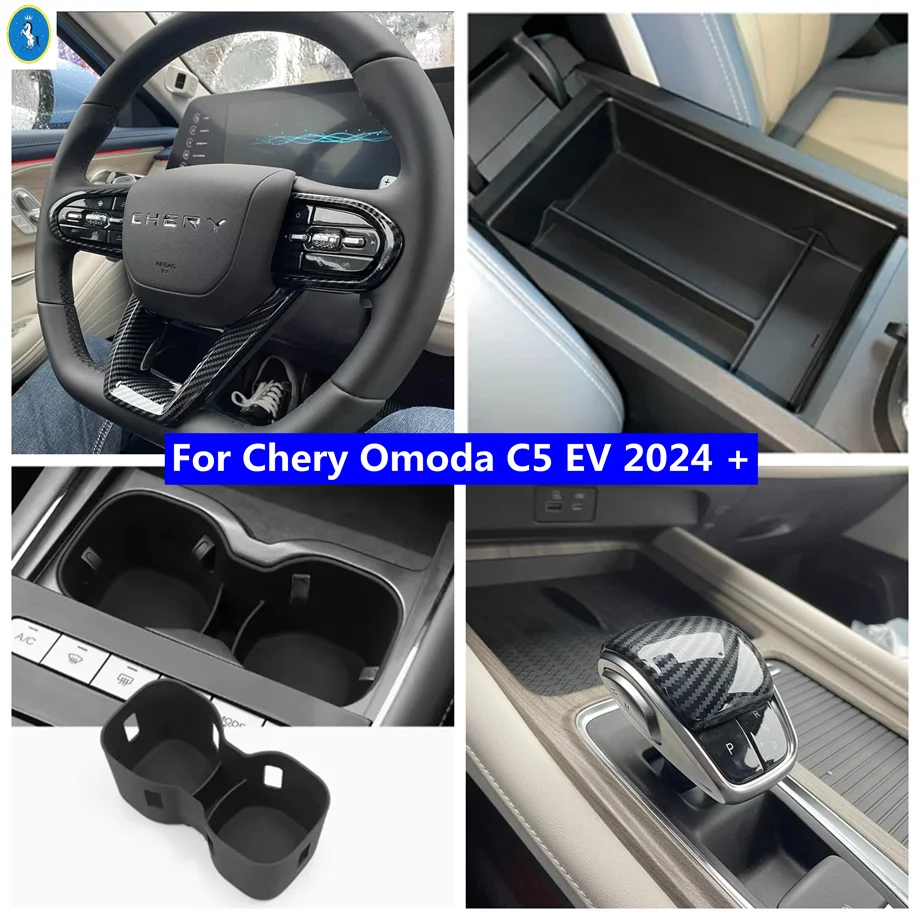 

Gear Shift Head / Steering Wheel / Water Cup Box / Armrest Storage Box Cover Trim For Chery Omoda C5 EV 2024 2025 Accessories