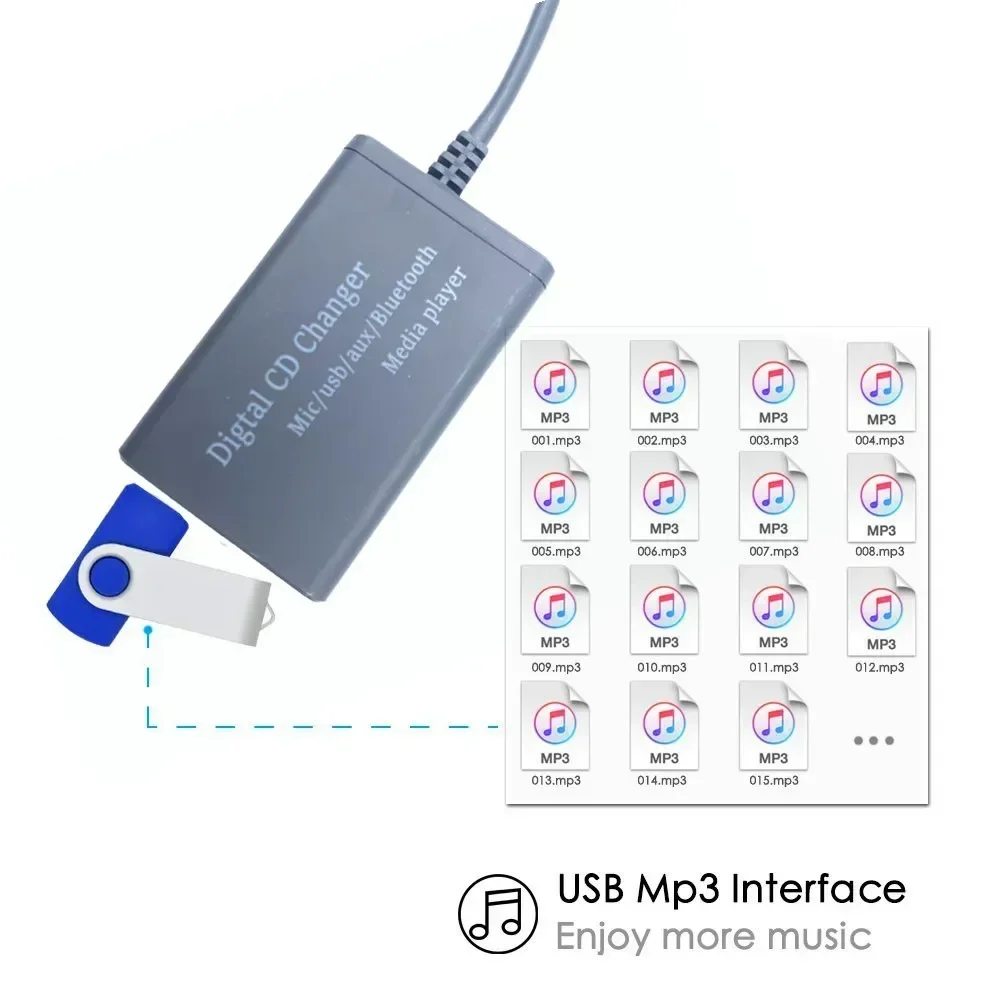 DOXINGYE USB AUX 블루투스 자동차 라디오 CD 체인저 어댑터, 자동차 MP3 플레이어, 블루투스 핸즈프리, 혼다 어코드 시빅 CRV 6 + 8 핀