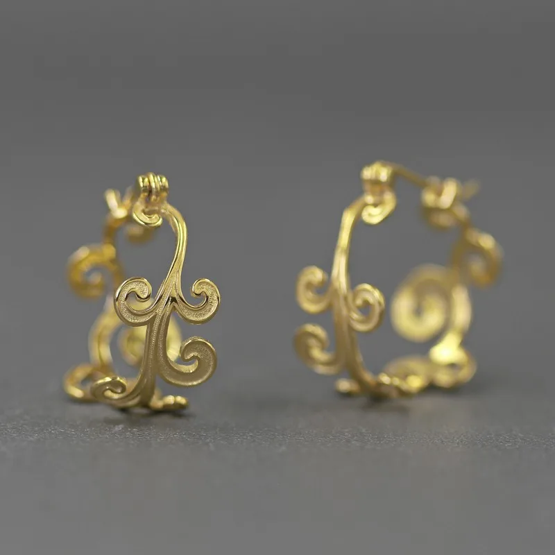 

S925 sterling silver jewelry European retro aesthetic curly pattern earrings