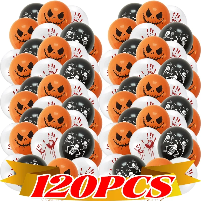 12/120pcs Halloween Latex Balloons 12Inch Blood Ghost Balloon Kids Toys Halloween Party Decoration Festive Inflatable Balloons