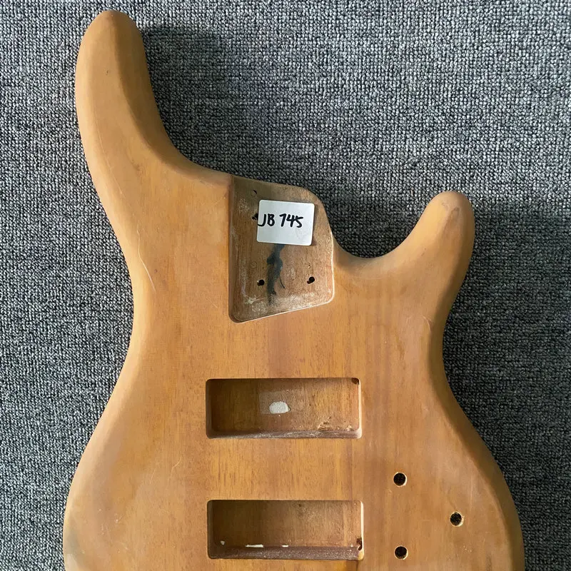 jB745 Solid Mahogany Wood Semi Finishing Active Pickups Electric Bass Body Natrual Color DIY Replace Use