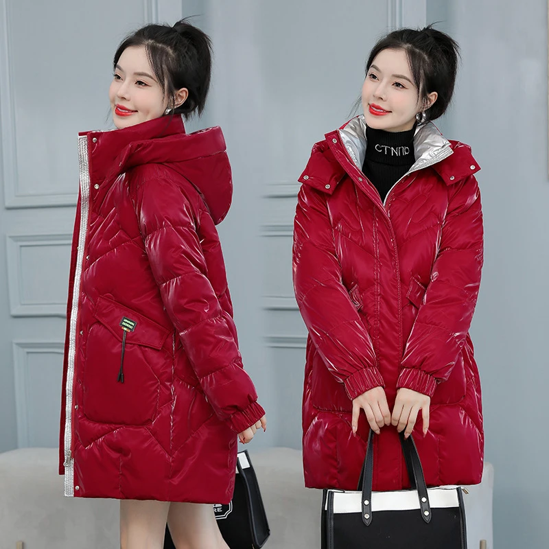 Thời Trang Mới Cotton Nữ Đệm Áo Khoác Mùa Đông Cao Cấp Nhiều Màu Sắc Tươi Sáng Parkas Mũ Trùm Cổ Áo Đứng Ấm Nữ Áo Khoác Nữ