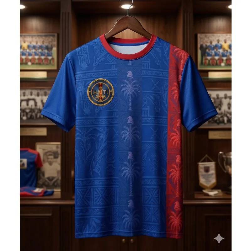 Haiti National Team  Streetwear Tribal Pattern Football Short Sleeve T Shirt 3D All Over Print Breathable Unisex Training Jersey